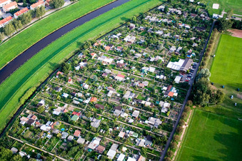 Schwalbenrain, allotment gardens on the Murg in Rastatt in the state Baden-Wuerttemberg, Germany