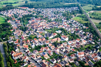 From the north in the district Niederbühl in Rastatt in the state Baden-Wuerttemberg, Germany