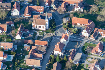 Oblique view of Village view in Merkwiller-Pechelbronn in the state Bas-Rhin, France