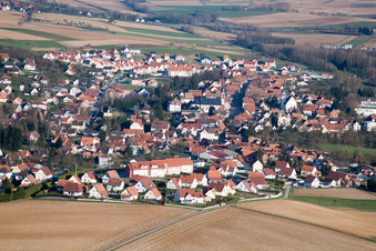 Retschwiller in the state Bas-Rhin, France seen from a drone