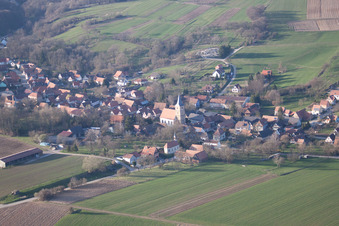 Drachenbronn-Birlenbach in the state Bas-Rhin, France from a drone