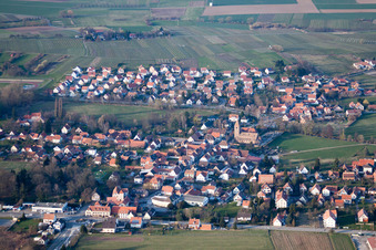 Bird's eye view of District Altenstadt in Wissembourg in the state Bas-Rhin, France