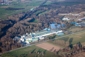 Drone image of Sitek Insulation in the district Altenstadt in Wissembourg in the state Bas-Rhin, France