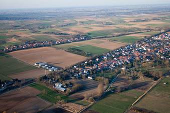 District Schaidt in Wörth am Rhein in the state Rhineland-Palatinate, Germany from the plane