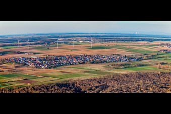 Village view in Viehstrich from the southeast in Minfeld in the state Rhineland-Palatinate, Germany