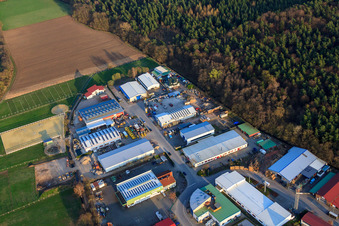 Industrial area Am Gäxwald with transparent packaging Weber GmbH, Terberg HS GmbH in Herxheim bei Landau in the state Rhineland-Palatinate, Germany