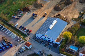Im Riegel industrial estate with Tiator GmbH (transport, building materials, earthworks, waste disposal) in Herxheim bei Landau in the state Rhineland-Palatinate, Germany