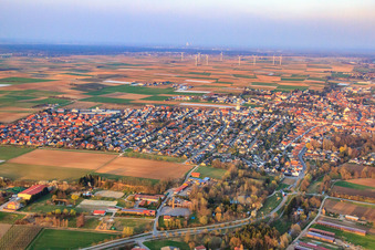 View of the town from the west in Herxheim bei Landau in the state Rhineland-Palatinate, Germany