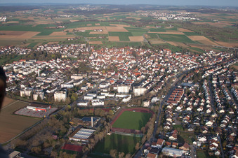 Aerial photograpy of District Münchingen in Korntal-Münchingen in the state Baden-Wuerttemberg, Germany