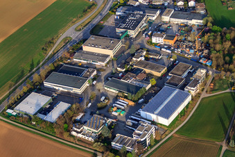Max-Eyth-Straße industrial park with Hafner Spedition GmbH, Kraft & Schlatterer GmbH driving school and Ernst Engelmann Galvanik GmbH & Co. KG in the district Hirschlanden in Ditzingen in the state Baden-Wuerttemberg, Germany