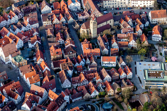 Church building of Stadtkirche in Old Town- center of downtown in Leonberg in the state Baden-Wurttemberg, Germany
