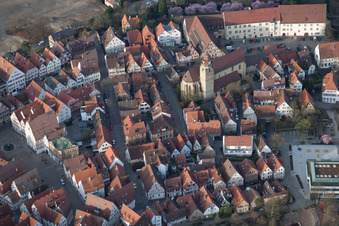 Old town with city church in Leonberg in the state Baden-Wuerttemberg, Germany