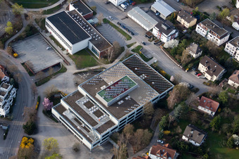 Aerial photograpy of Johannes Kepler High School, Lindenstr in Leonberg in the state Baden-Wuerttemberg, Germany