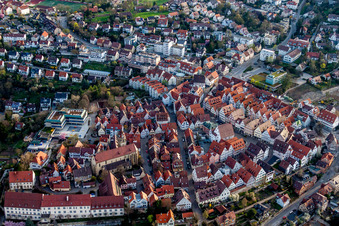 Old Town area and city center in Leonberg in the state Baden-Wurttemberg, Germany