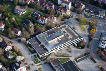 Johannes Kepler High School, Lindenstr in Leonberg in the state Baden-Wuerttemberg, Germany from above