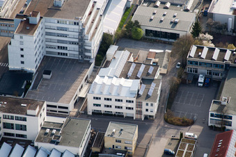 Aerial view of Jilg Company, Dieselstr in the district Eltingen in Leonberg in the state Baden-Wuerttemberg, Germany