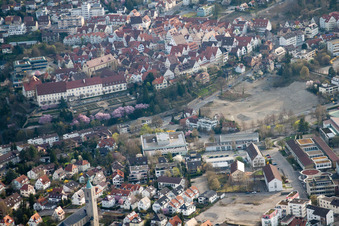 Bird's eye view of Johannes Kepler High School, Lindenstr in Leonberg in the state Baden-Wuerttemberg, Germany