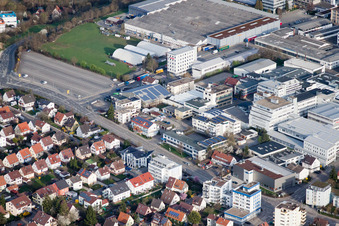 Jilg Company, Dieselstr in the district Eltingen in Leonberg in the state Baden-Wuerttemberg, Germany from the drone perspective