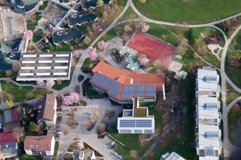 Aerial photograpy of Ostertag Secondary School, Tiroler Straße in the district Eltingen in Leonberg in the state Baden-Wuerttemberg, Germany