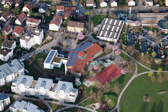 Ostertag Secondary School, Tiroler Straße in the district Eltingen in Leonberg in the state Baden-Wuerttemberg, Germany from above