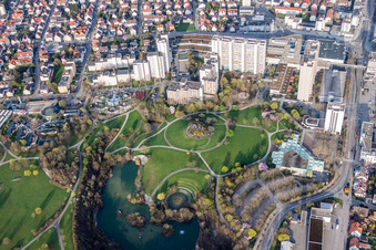 Aerial photograpy of Park of with Parksee in Leonberg in the state Baden-Wurttemberg, Germany