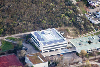 Aerial view of August Lämmle School, Gerlinger Straße in the district Ramtel in Leonberg in the state Baden-Wuerttemberg, Germany
