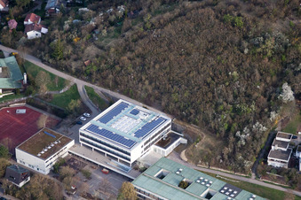 Oblique view of August Lämmle School, Gerlinger Straße in the district Ramtel in Leonberg in the state Baden-Wuerttemberg, Germany