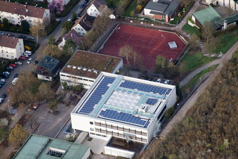 August Lämmle School, Gerlinger Straße in the district Ramtel in Leonberg in the state Baden-Wuerttemberg, Germany seen from above