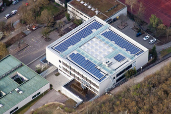 August Lämmle School, Gerlinger Straße in the district Ramtel in Leonberg in the state Baden-Wuerttemberg, Germany viewn from the air