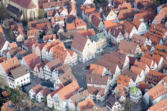 Market square in the old town in Leonberg in the state Baden-Wuerttemberg, Germany