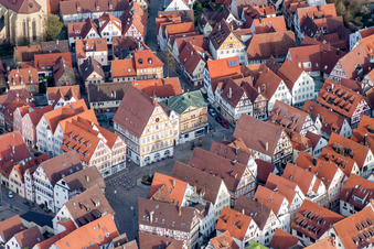 Market downtown in Leonberg in the state Baden-Wurttemberg, Germany