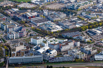 Industrial estate and company settlement with Holiday Inn Stuttgart and VPV Versicherungen in Stuttgart in the state Baden-Wurttemberg, Germany