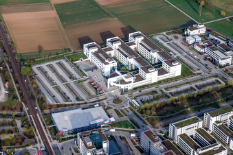 Aerial view of Administration building of the company of Siemens AG in Weilimdorf in the state Baden-Wurttemberg, Germany