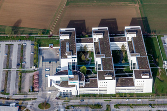Oblique view of Administration building of the company of Siemens AG in Weilimdorf in the state Baden-Wurttemberg, Germany