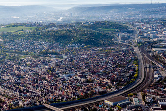 Town View of the streets and houses of the residential areas in Zuffenhausen in the state Baden-Wurttemberg, Germany