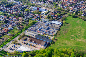 Lauterburger Straße industrial estate with ALD and Tretter Automobile GmbH & Co. KG from the south in Kandel in the state Rhineland-Palatinate, Germany