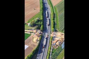 Aerial photograpy of Renewal of a bridge for a field track over the A65 in Kandel in the state Rhineland-Palatinate, Germany