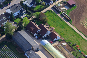 Aerial view of Kugelmann organic farm on Sonnenweg in Kandel in the state Rhineland-Palatinate, Germany