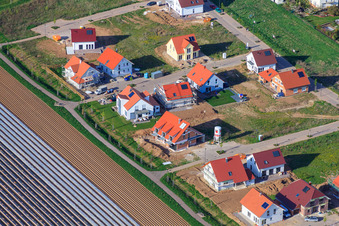 Drone image of New development area Unteres Rappenfeld in the district Mörlheim in Landau in der Pfalz in the state Rhineland-Palatinate, Germany