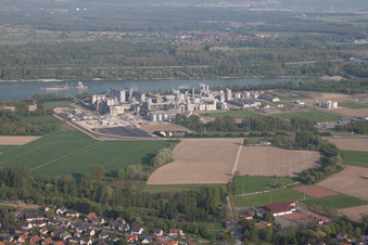 Beinheim in the state Bas-Rhin, France seen from a drone