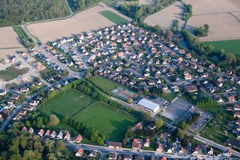 Drone recording of Offendorf in the state Bas-Rhin, France