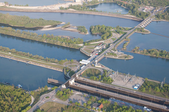 Drone image of Gambsheim in the state Bas-Rhin, France