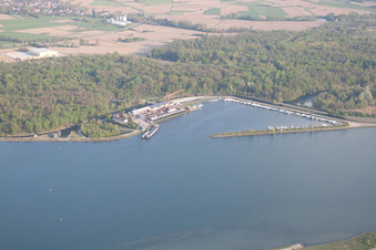 Gambsheim in the state Bas-Rhin, France from the drone perspective