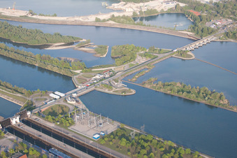 Gambsheim in the state Bas-Rhin, France seen from a drone