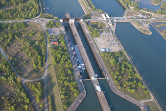 Aerial view of Gambsheim in the state Bas-Rhin, France