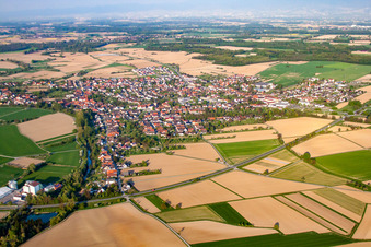 Aerial view of District Freistett in Rheinau in the state Baden-Wuerttemberg, Germany