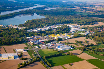 Aerial photograpy of District Freistett in Rheinau in the state Baden-Wuerttemberg, Germany