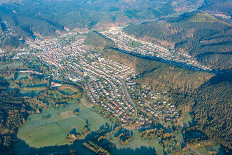 Dahn in the state Rhineland-Palatinate, Germany from above