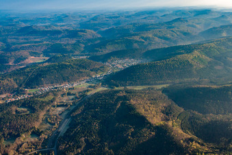 Hinterweidenthal in the state Rhineland-Palatinate, Germany from the drone perspective