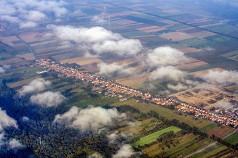 Saarstrasse under low clouds in Kandel in the state Rhineland-Palatinate, Germany